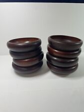 Set of 8 Wooden Soup Bowls. Made In Haiti. Maybe Mahogany Wood. picture