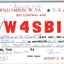 1959 Williamson, W. VA. Amateur Ham CB Radio QSL Postcard Robert Fields WV  A209 picture