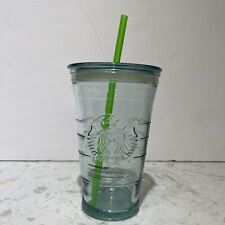Starbucks Recycled Glass Cold-To-Go Cup Tumbler Grande 16 oz Spain w/ Lid Straw picture