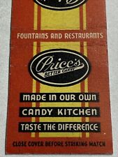Matchbook Cover Prices Candy Soda, Fountain Restaurant, Vintage Neat Art picture
