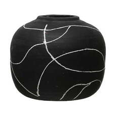 Black & White Pattern Hand-Painted Terra-cotta Vase picture
