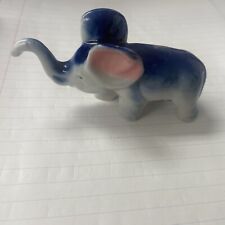 Vintage Adorable Blue Porcelain Baby Elephant Calf Figurine Made in Japan picture