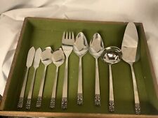 Vintage MCM Carlyle Cameo Stainless Steel Flatware 70pc Set & Storage Box  picture