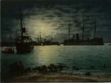 Port Said. In the moonlight.  Vintage PZ photochromy, Egypt photochromy, vi picture