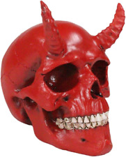 Ebros Gift Small Goat Horned Red Demon Devil Pit Lord Skull Figurine 3.5