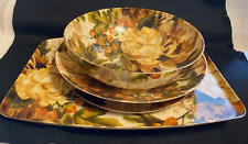 MCM Outstanding California Traymold 4 Large Bowls Trays Autumn Acorns Yellow Mum picture