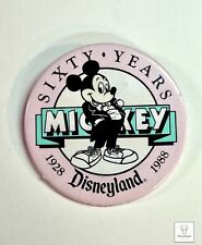 Disneyland Sixty Years Mickey Pin back Button Pin Disneyland 1928-1988 / 3 Inch picture