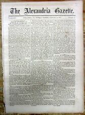 Rare 1863 ALEXANDRIA Virginia Civil War newspaper LINCOLN MESSAGE signed in type picture