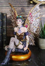 Steampunk Air Force Pilot Assassin Fairy Sitting On Time Warp Machine Figurine picture