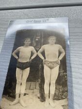 TWO YOUNG GYMNASTICS IN PHOTO ~ Extremely Early ~ ORIGINAL PHOTO CARD  picture