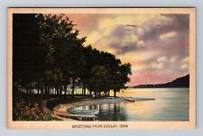 Dunlap IA-Iowa, General Greetings, Lake, Vintage c1945 Postcard picture