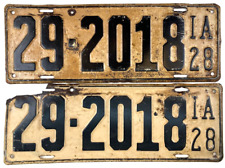 Vintage Iowa 1928 Old License Plate Set County 29 Wall Decor Collectors picture