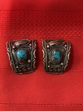 Vintage Sterling Silver and Turquoise Watch Tips*Great Stones* picture