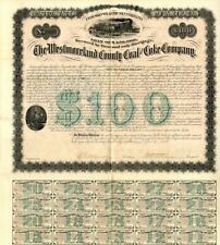 Westmoreland County Coal and Coke Co. - $100 Bond (Uncanceled) - Mining Bonds picture