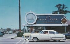 VTG Postcard Virginia Norfolk VA US Naval Base Entrance 1950s Unposted Chrome picture