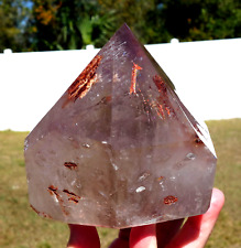 RED CLAY Amethyst Elestial Enhydro Water Bubble Quartz Crystal Point For Sale picture