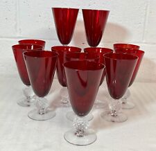 Set of 12 Morgantown Ruby Red Golf Ball 9oz Footed Tumbler Glasses  6-1/8