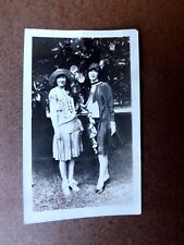 Vintage Snapshot Photo of Two Stylish Flapper Women Standing Under Tree  picture