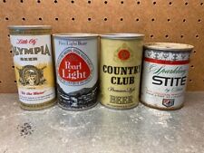 Set of 4 different straight steel 7-8oz. empty pull tab beer cans picture