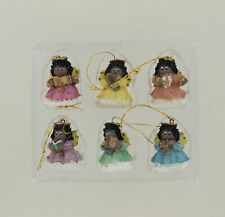 Vintage Giftco Set of 6 Afro-American Mini Polystone Ornaments - Angels picture