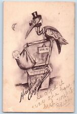 Cobb Shinn Signed Artist Postcard Congratulations Stork MD Baby Fredonia KS 1911 picture