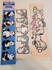 VINTAGE LOT OF 2 TRANS-EASY IRON ON TRANSFERS PANDA & PUPPIES picture