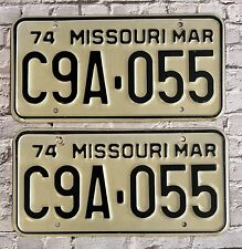 1974 Missouri Automobile License Plate Matched Pair / Set C9A-055 picture