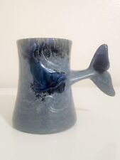Vintage Doug Wiley Blue Whale Tail Drip Glaze Tankard Sea Foam Extra Large Mug  picture