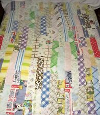 Quilt Stacked Rectangle Handmade Machine Stitched 73 x 66 inches Light Batting picture