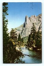 Sentinel Rock Midway in Valley Proper S Merced River Yosemite Par CA Postcard E8 picture