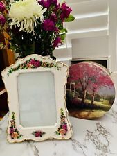 Vintage Porcelain 5X7 Photo Frame; Floral Frame; Country Rose Frames picture