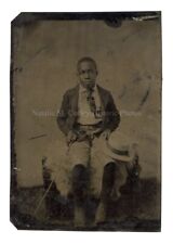 19thc African American Child Boy Outdoor Tintype Photo picture