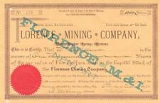 Florence Mining Co., White Sulphur Springs, Montana - Stock Certificate - Mining picture