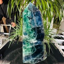 14.85LB Natural colored fluorite crystal tower specimen slice healing 6750g picture