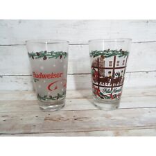 Budweiser Feliz Navidad Beer Tumblers Pair of 2 Libby Glass Co picture