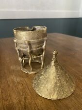 Vintage Bronze Ashtray Cigarette Holder With Lid African Engagement Box Trinket picture