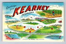 Kearney NE-Nebraska Greetings Midway City Points Of Interest Vintage Postcard picture
