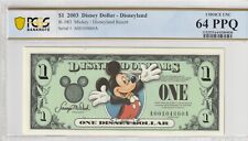 Disney Dollar 2003 Certified PCGS Banknote UNC 64 PPQ Mickey picture