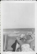 Vintage FOUND PHOTOGRAPH bw A DAY AT THE BEACH Original Snapshot JD 110 8 S picture