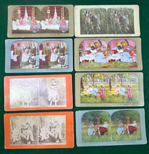 8 Girls Antique Stereograph Stereo View Stereoscope Cards picture