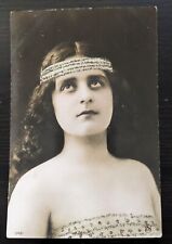 RPPC Dark Eyed Woman Looks Up Bare Shoulders Valencia #0491 Real Photo Postcard picture
