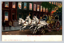 c1905 Horse Drawn Fire Engine going To Fire  P240 Glitter picture