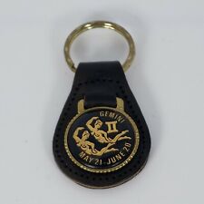 Vintage Gemini Horiscope Leather Keychain NOS Key Ring Key Fob May21 - June02 picture