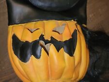 Paper Magic Group Halloween Mask VTG 1996 Pumpkin Scary Jack O Lantern Hat Hair picture