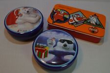 3 COCA COLA POLAR BEAR VINTAGE TINS,NICE PREOWNED CONDITION,ONE IS HINGED BOX picture