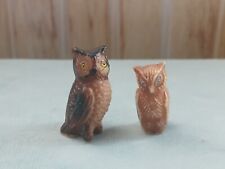 Vintage Tiny Owls Hard Plastic Celluloid? Resin Figures Lot 2 Miniature Doll picture