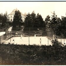 c1920s Tennis Court RPPC Real Photo Mystery House Resort Park Postcard Sports A3 picture