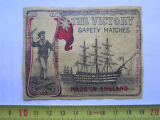 THE VICTORY SAFETY MATCH LABEL c1900s LARGE MATCHBOX PACK SIZE MADE in ENGLAND picture