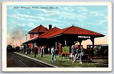 Lawton Oklahoma~Frisco Railroad Station~Passengers Await Train~1920s Postcard picture