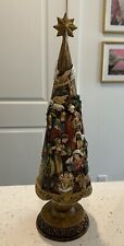 Nativity Christmas Tree Carved Wood Look Resin Large - 20” Tall picture